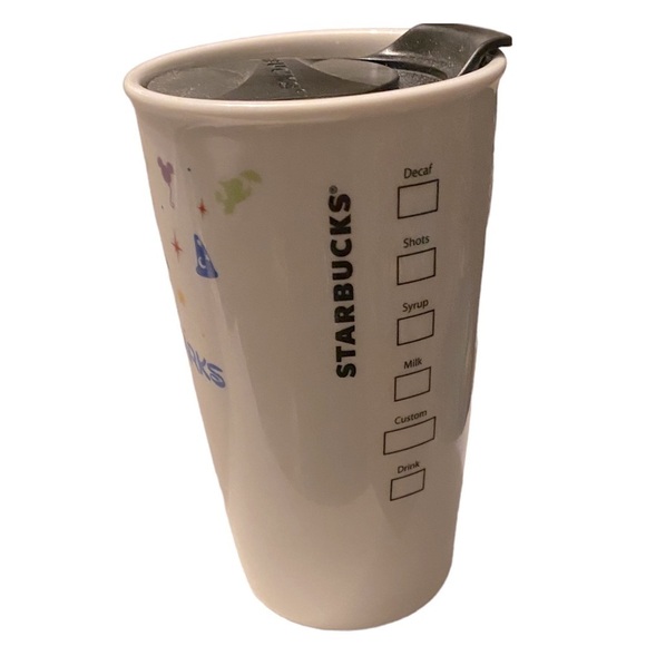 Starbucks Coffee Ceramic Tumbler 12oz 2015 Disney Parks RETIRED w/ Lid.